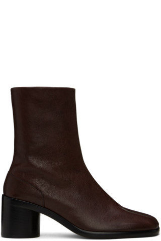 Burgundy Tabi Ankle Boots | SSENSE