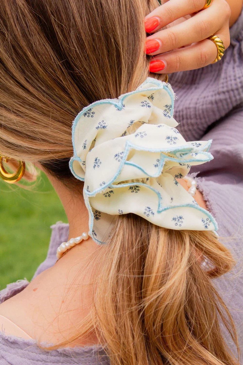 Scallop Double Ruffle Scrunchie | Shop Andi
