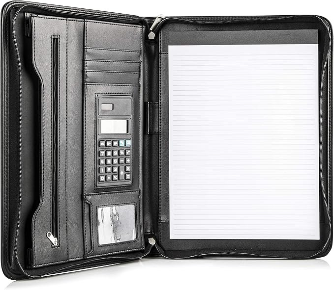 Cossini Black Superior Vegan Leather Business Portfolio with Zipper – Padfolio All-in-One. Smar... | Amazon (US)