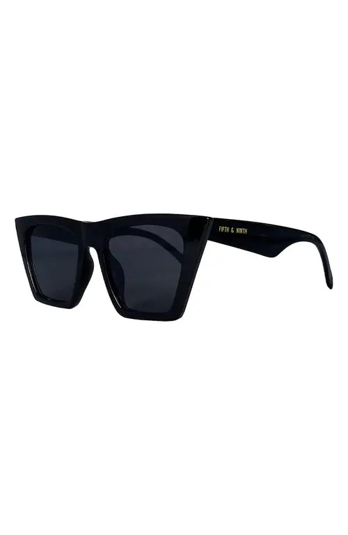 Fifth & Ninth Chicago 53mm Cat Eye Sunglasses in Black/Black at Nordstrom | Nordstrom
