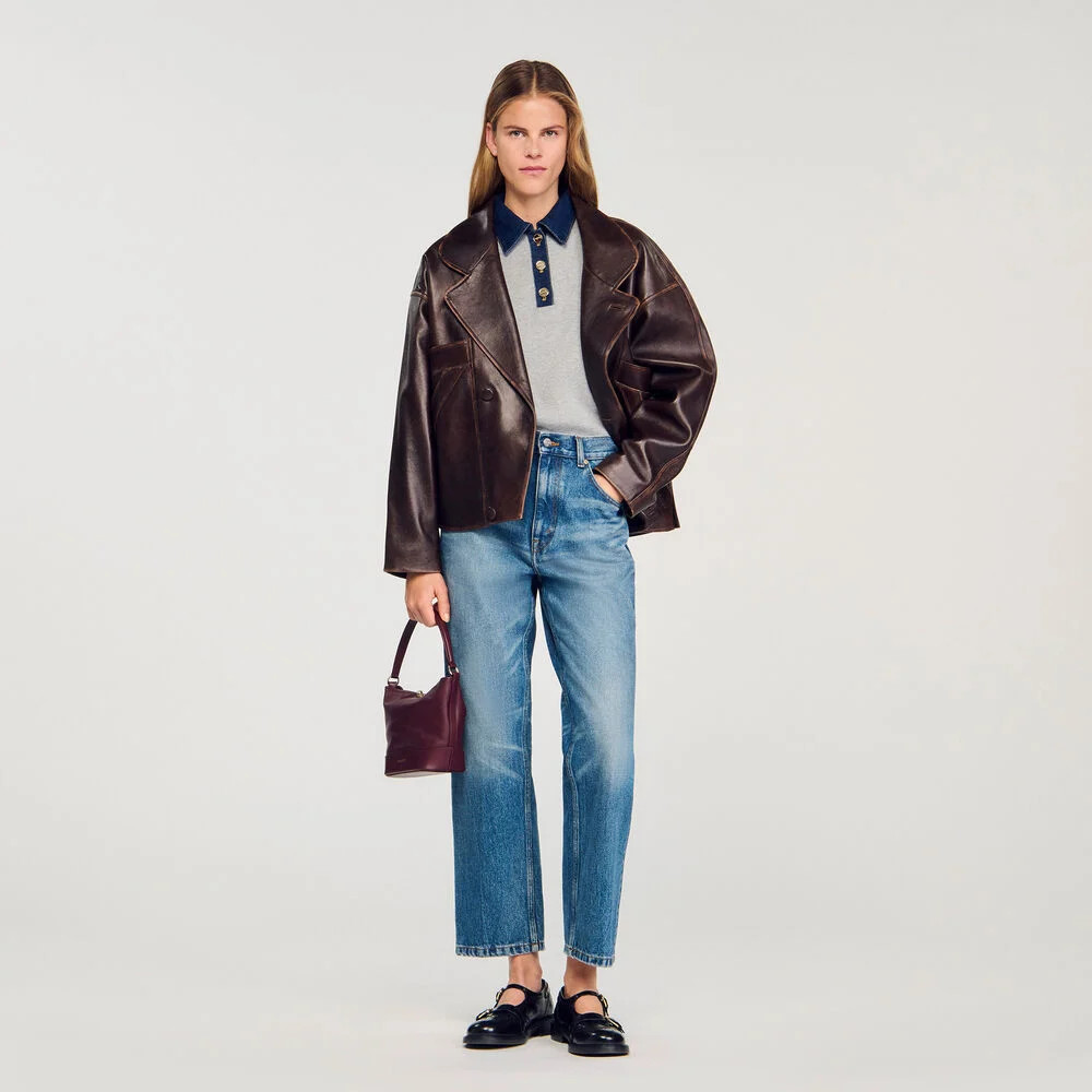 Sweater with denim collar | Sandro US | Sandro-Paris US