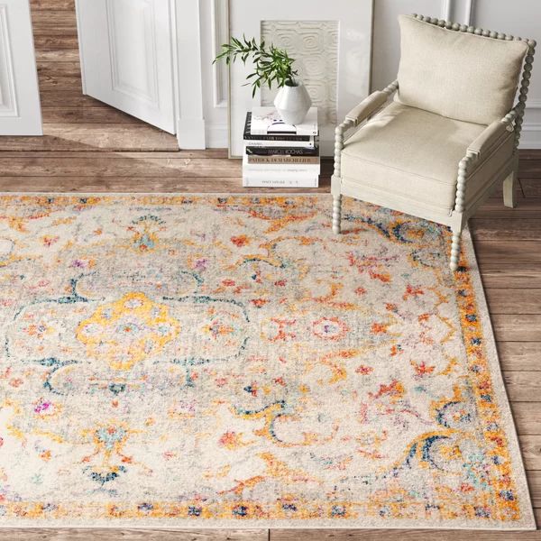 Oriental Saffron/Light Gray Area Rug | Wayfair North America