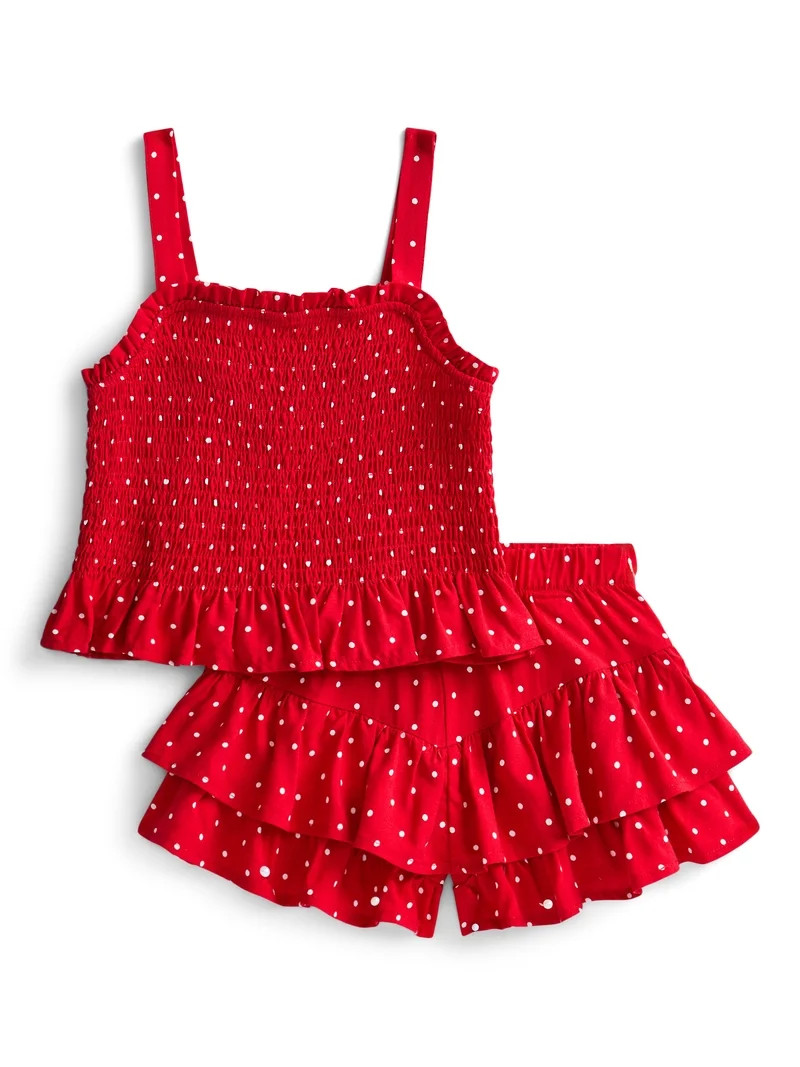 Wonder Nation Toddler Girls Tank Top and Shorts Outfit Set, 2-Piece, Sizes 12M-5T | Walmart (US)