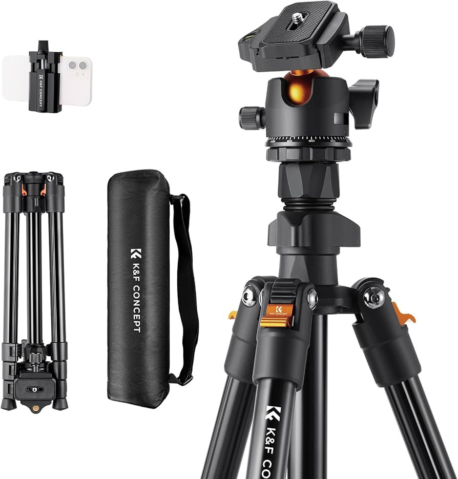 K&F CONCEPT 64 inch/163 cm Camera Tripod,Lightweight Travel Outdoor DSLR Tripods with 360 Degree ... | Amazon (US)