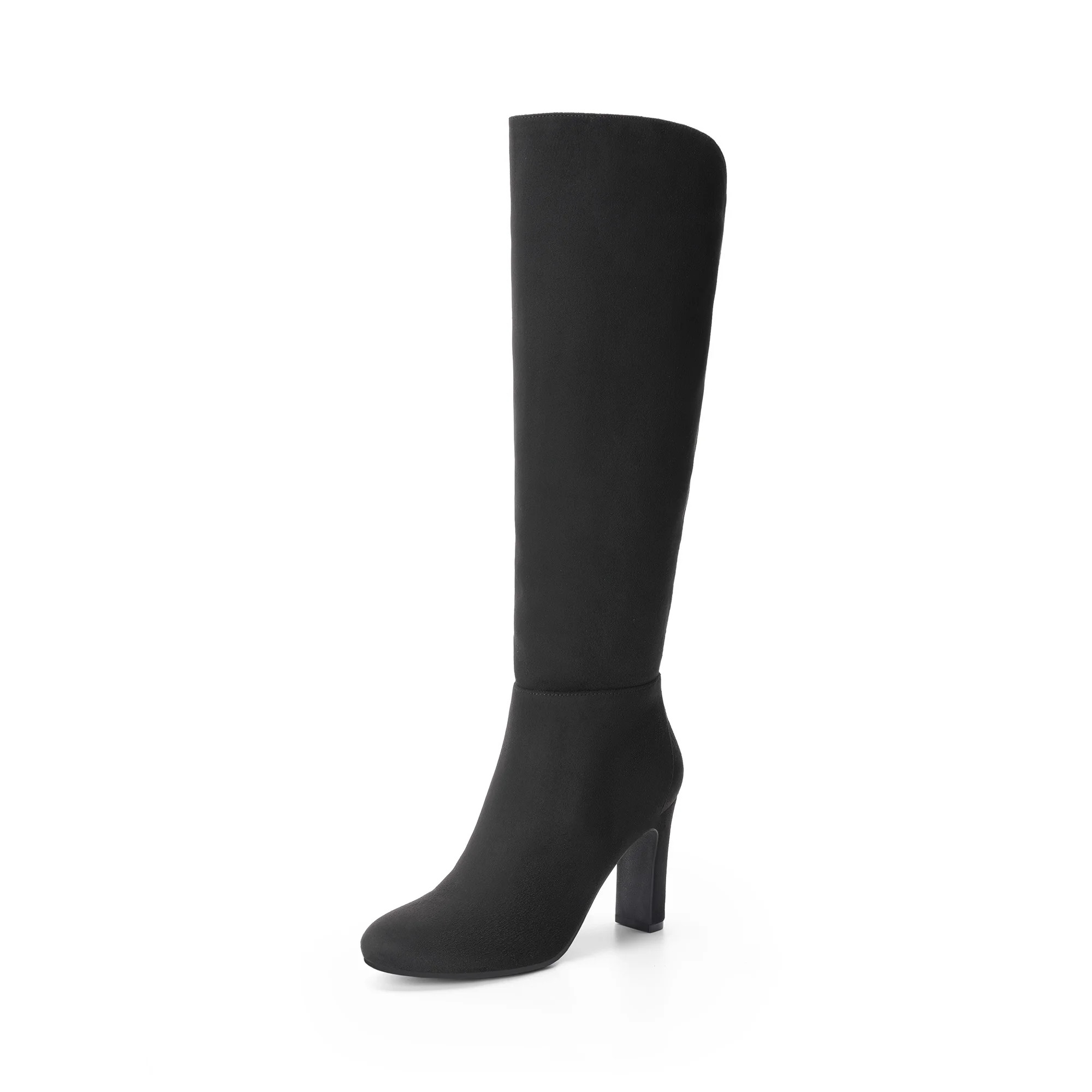 DREAM PAIRS Women's Knee High Boots, Round Toe Block High Heel Dress Boots with Side Zipper | Walmart (US)