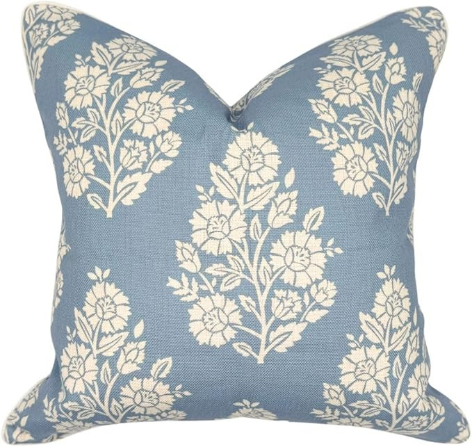 Grandmillennial Pillow Cover 20" x 20" Throw Pillow for Home Hazel Blue White Floral Pillow Cover... | Amazon (US)