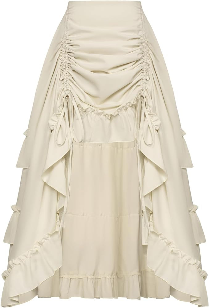 Scarlet Darkness Women's 2026 Summer Skirt Gothic Steampunk Skirt Renaissance High-Low Bustle Ski... | Amazon (US)