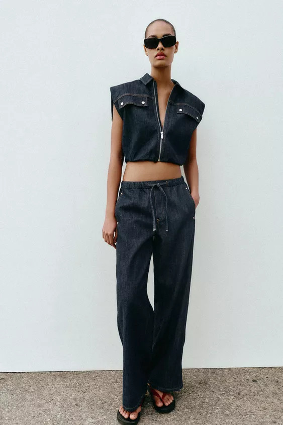 Z1975 DENIM BALLOON WAISTCOAT | Zara UK