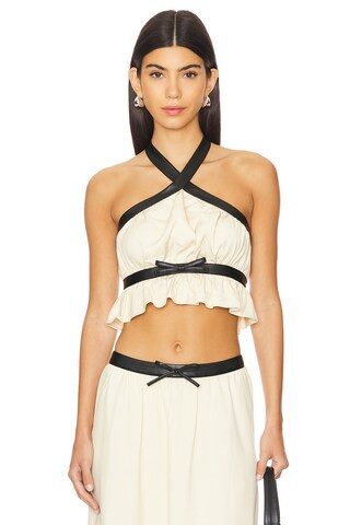 WeWoreWhat Criss Cross Halter Top in Wood Ash & Black | Revolve Clothing (Global)
