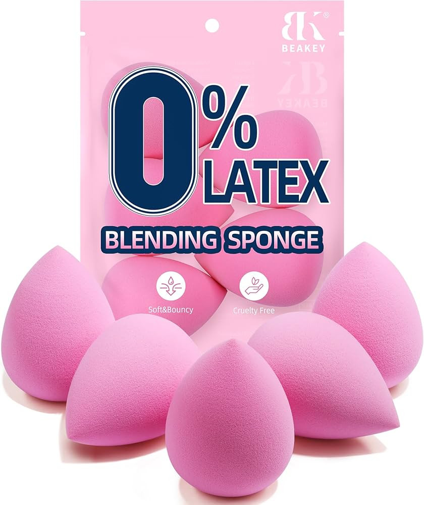 BEAKEY Pink Blender Makeup Sponge for Blending, Latex Free Makeup Sponge Set, Soft Beauty Sponge,... | Amazon (US)