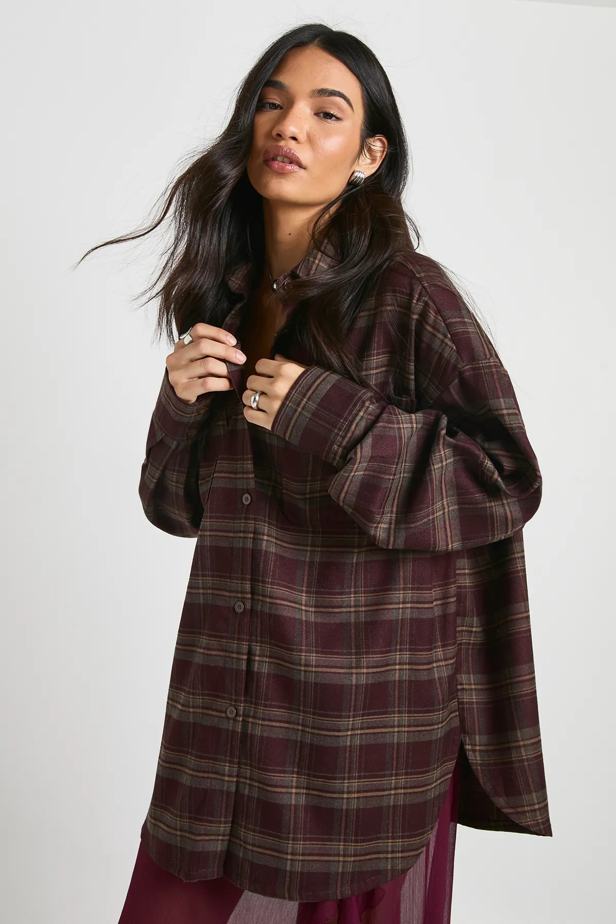 Oversized Utility Check Shirt | Boohoo.com (UK & IE)