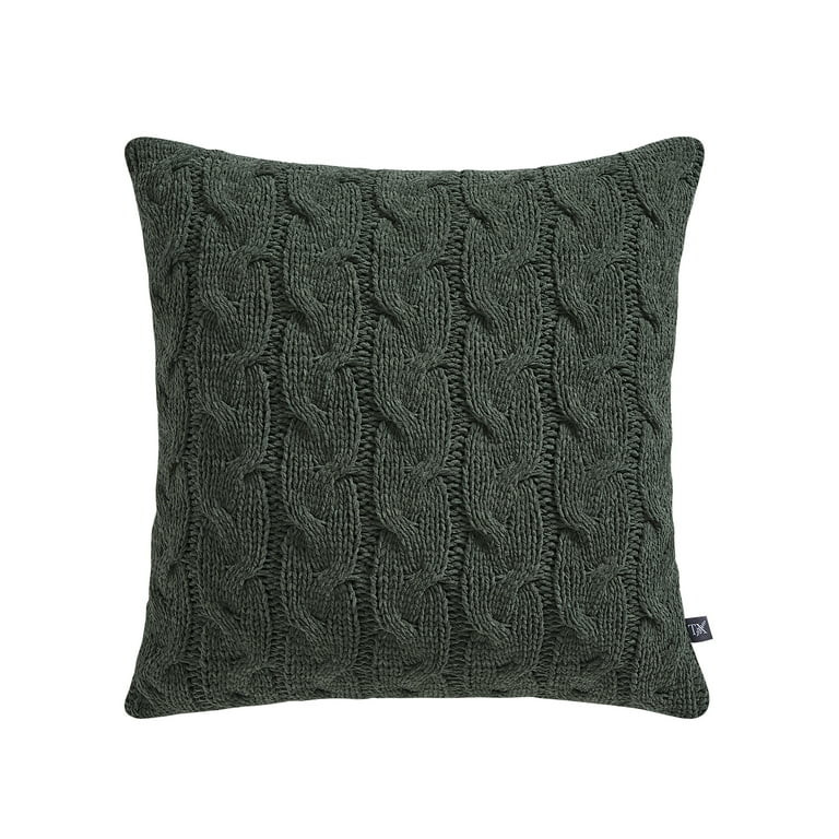 My Texas House Monte 20" x 20" Green Chenille Cable Knit Decorative Pillow | Walmart (US)
