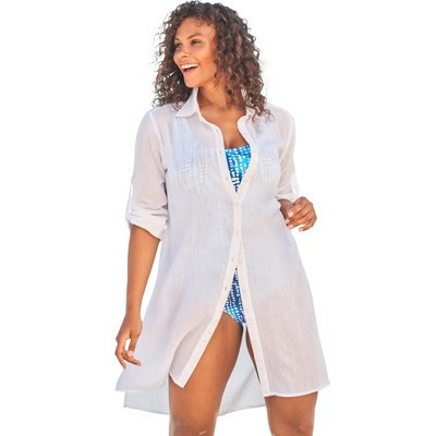 Swim 365 Button-Front Swim Cover Up - 14/16, White | Target