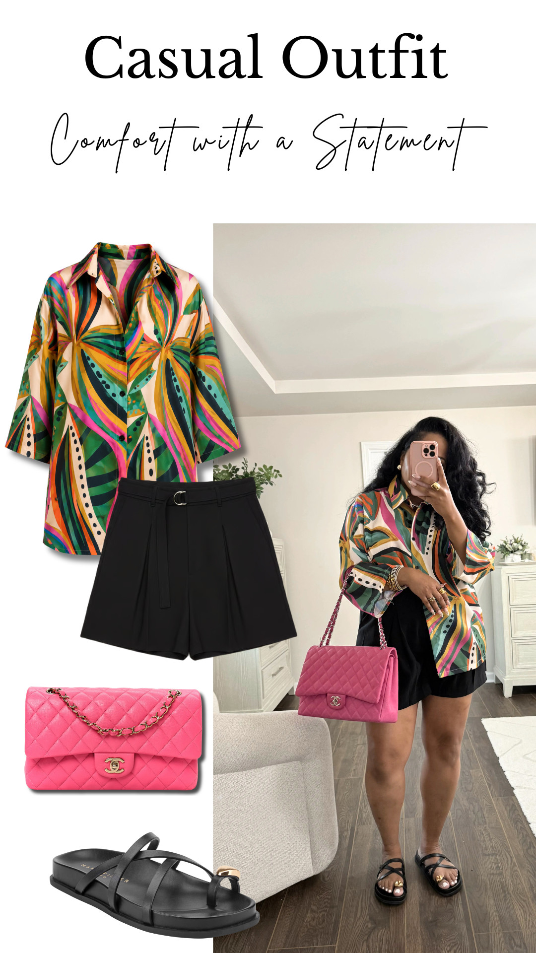 Easy late-summer look 🤎 Love the colorful printed shirt with the black shorts and pink bag.

#LateSummer #SummerOutfit #CasualOutfit #OutfitInspo 

 #LTKgrwm #LTKSeasonal #LTKU