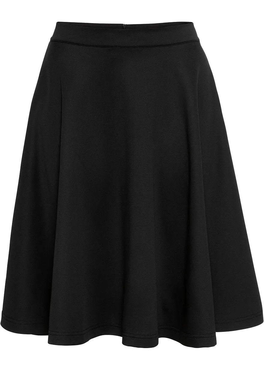 Knieumspielender Rock mit Gummibund - schwarz - Damen | bonprix | Bonprix DE