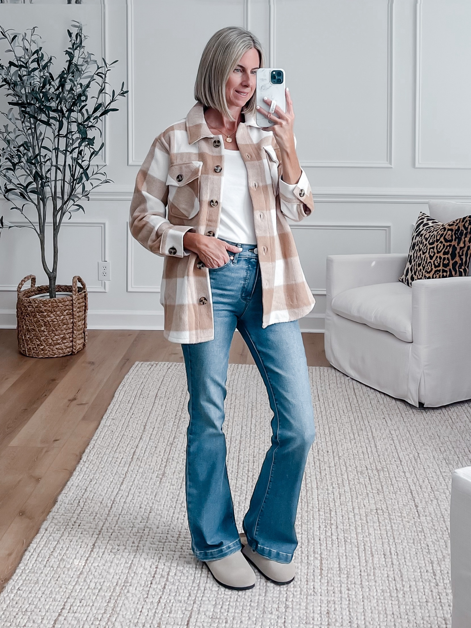 I love the neutral colors on this plaid Shacket! Perfect for pumpkin patches, hayrides and all things fall! 🍁🎃 Made of a soft material. Wearing a small. These   Walmart flare jeans are so good! Wearing a size 4. 

Walmart fall fashion 
Fall outfit ideas 
Fall outfits 


#LTKSeasonal #LTKSaleAlert #LTKFindsUnder50