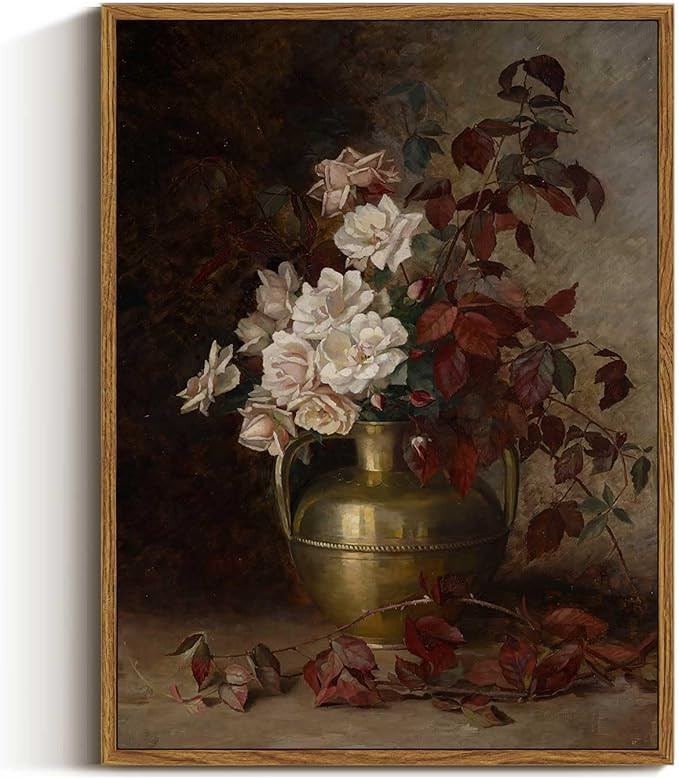 VIYYIEA Floral Framed Wall Art, Rose Bouquet Flower Vintage Art Decor Room Aesthetic, 12x16 Inch ... | Amazon (US)