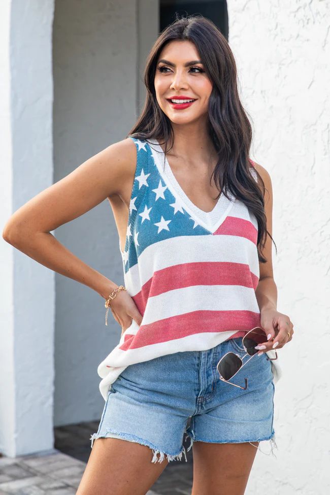 Brave Hearts Stars and Stripes Sweater Tank | Pink Lily