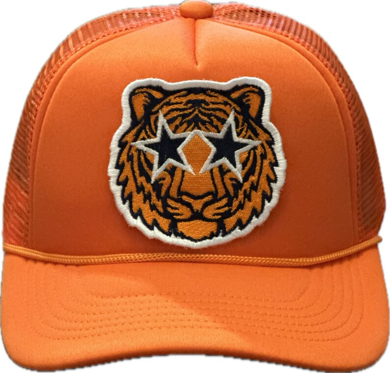 Game Day! Custom Colors! Navy Blue Orange Preppy Rush Sorority Tiger Embroidered Patch Trucker Ha... | Etsy (US)