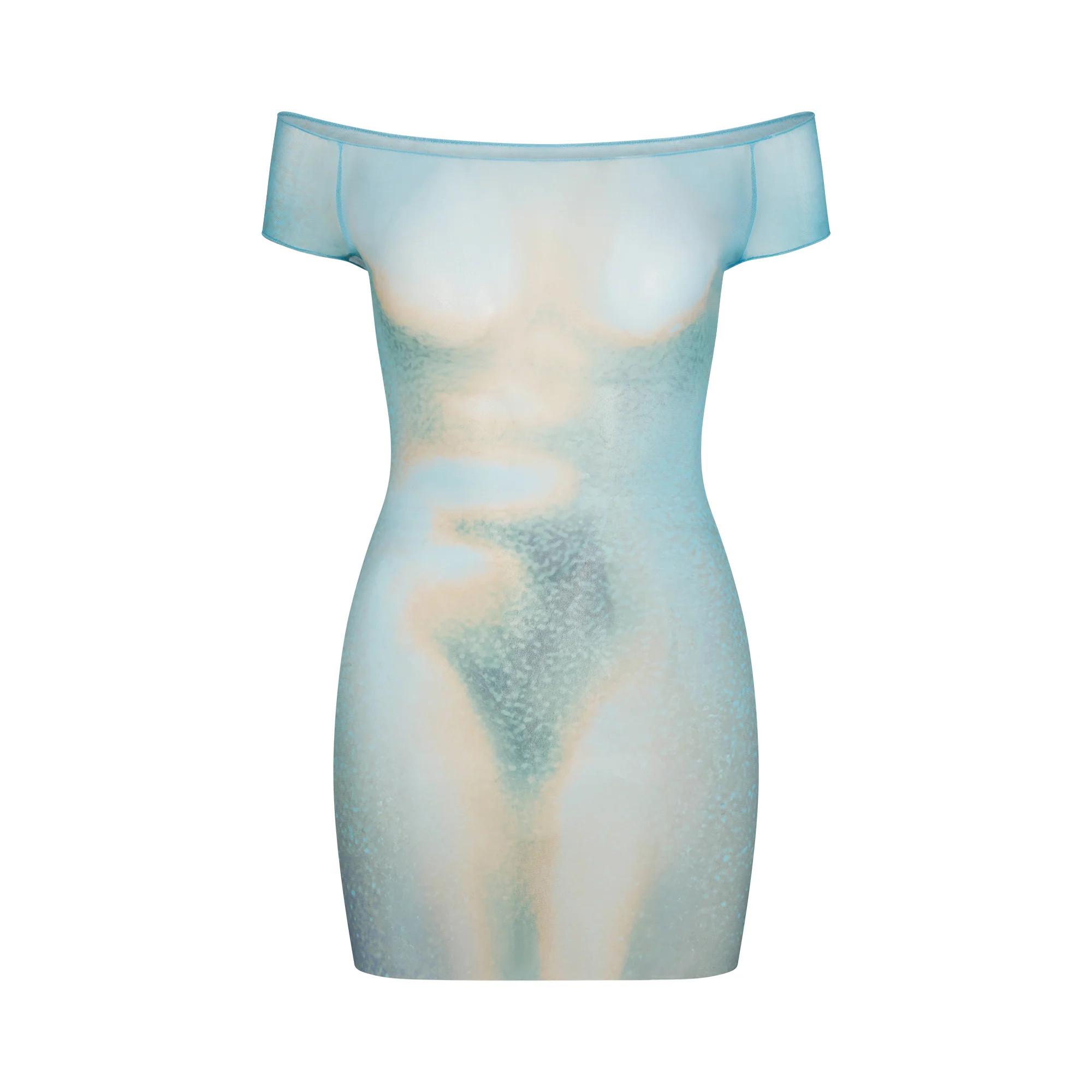MESH COVER-UPS MINI DRESS | CYAN FK BODY PRINT | SKIMS | SKIMS (US)