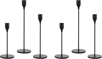 Denique Candlestick Holders 2 Sets, 6 PCS Matte Black Taper Candle Holders, Candlestick Holders S... | Amazon (US)