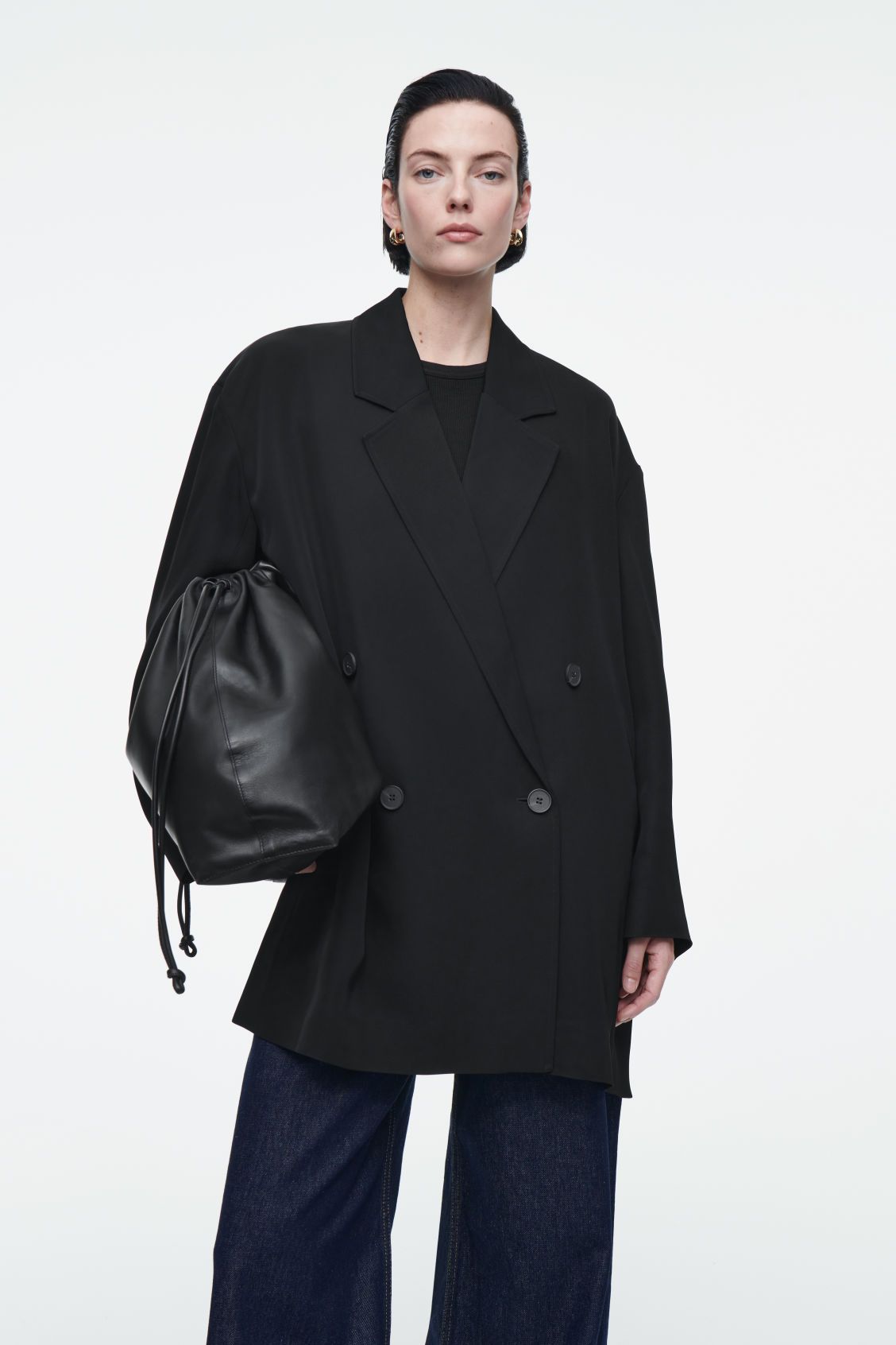 OVERSIZED DRAPED DOUBLE-BREASTED BLAZER - BLACK - COS | COS UK