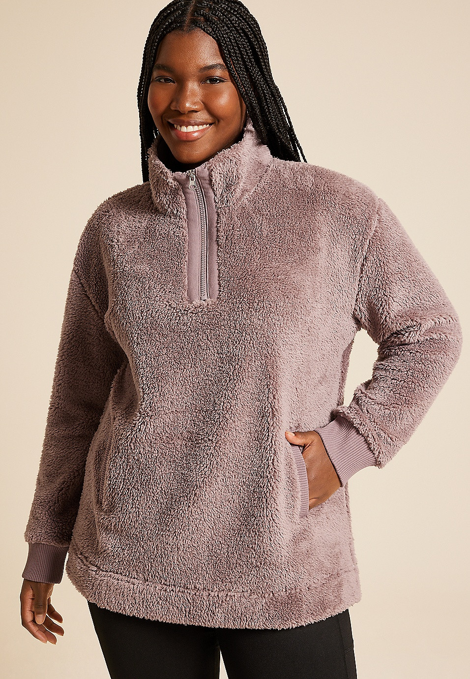 Plus Size Sherpa Pullover Sweatshirt | Maurices