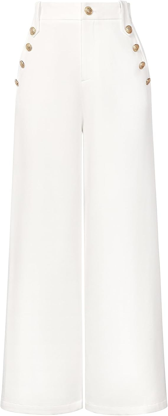 GRACE KARIN Wide Leg Dress Pants for Women 2026 High Waisted Work Pants Business Casual Buttons T... | Amazon (US)