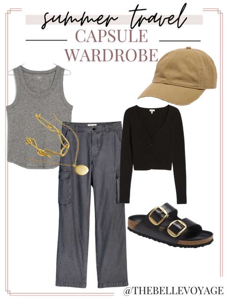 Summer vacation outfit | Travel outfit for summer | Summer packing list | What to wear on vacation 
Cargo pants
Birkenstocks

#LTKtravel #LTKstyletip #LTKSeasonal