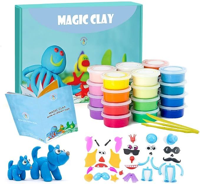 Modeling Clay Kit - 24 Colors Air Dry Ultra Light Magic Clay, Soft & Stretchy DIY Molding Clay wi... | Amazon (US)
