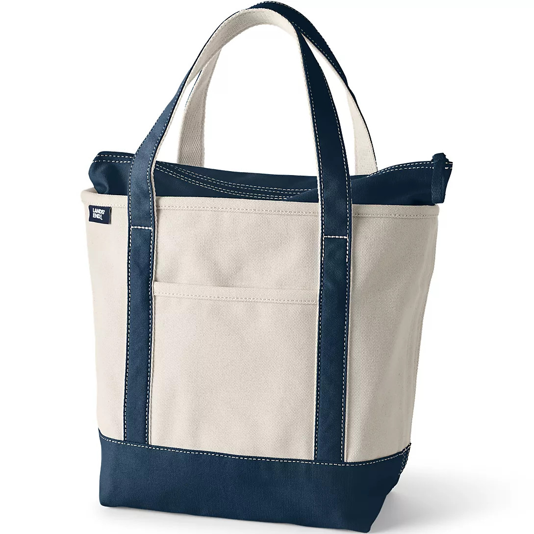 Medium 5 Pocket Zip Top Canvas Tote Bag | Lands' End (US)