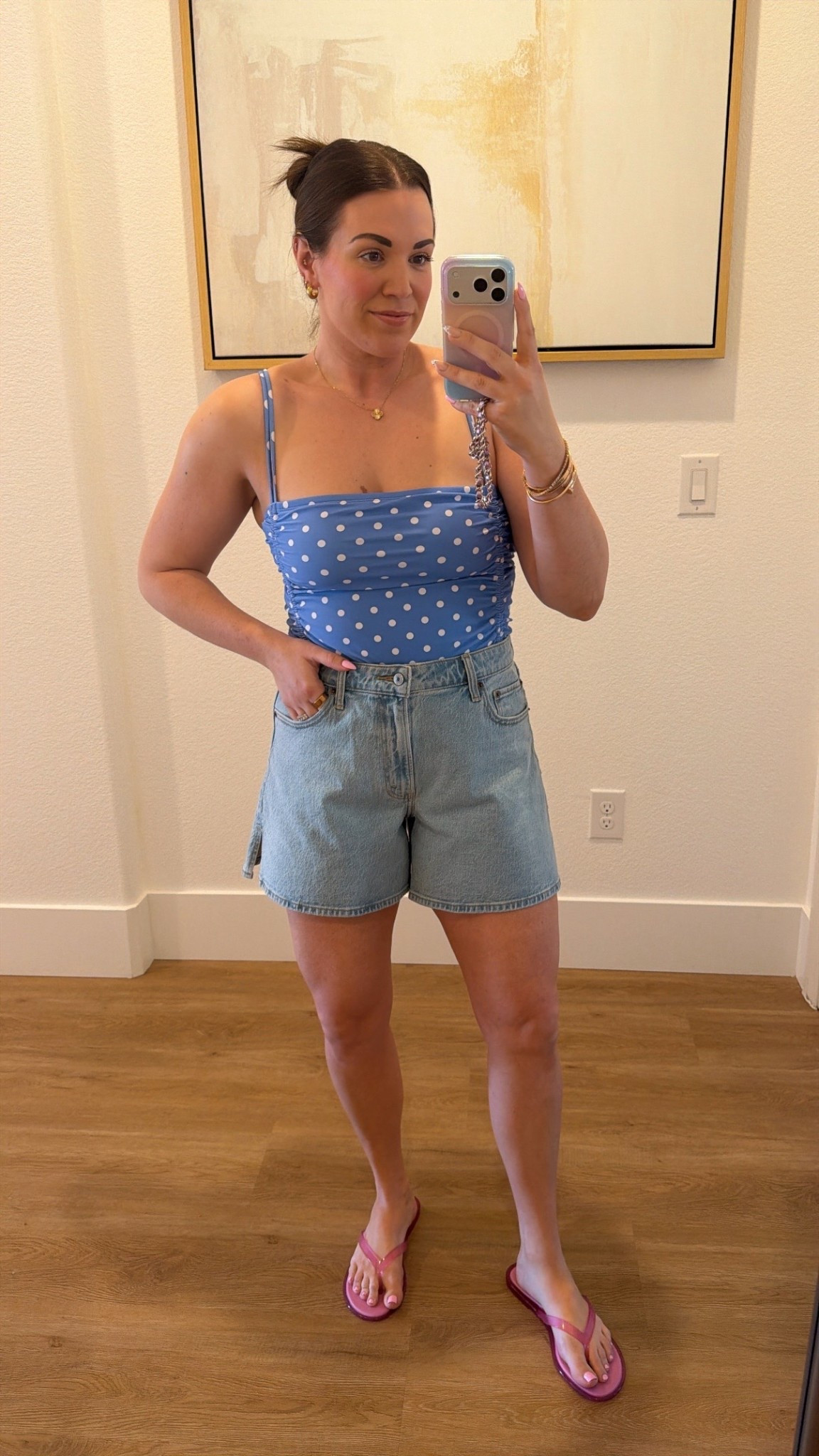 curvy swim look! wearing size large in suit! shorts are last year from abercrombie, linking similar 

#LTKMidsize #LTKSwim #LTKSeasonal