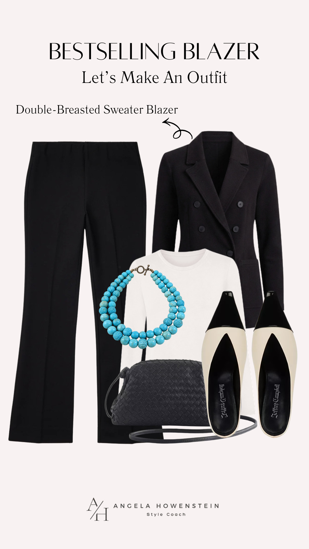 This bestselling double-breasted sweater blazer makes a simple black-and-white outfit feel instantly polished. I paired it with black pants, a white tee, turquoise statement jewelry, and two-tone shoes for a classic look with a little personality.

👩‍💻 LTK PRO TIPS
❤️ Heart = Support my posts ;-)
🔖 Save = Get sale & restock alerts for the things you love!
📋 Lists = Keep favorites organized (List ideas: Christmas, Birthdays, and Vacations!)
📲 Share = Send lists and products to a friend (or your daughters like me).
💬 Comment = Ask me anything, and I’ll answer. ;-) 

 #LTKootd #LTKSeasonal #LTKOver40