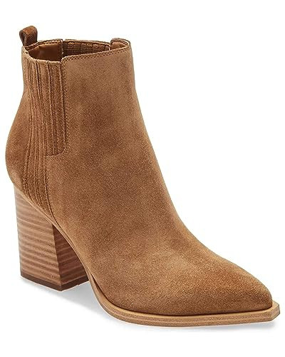 Imily Bela Women's Ankle Pointed Toe Chunky Stacked Mid Heeled Faux Suede Leather Boots | Amazon (US)
