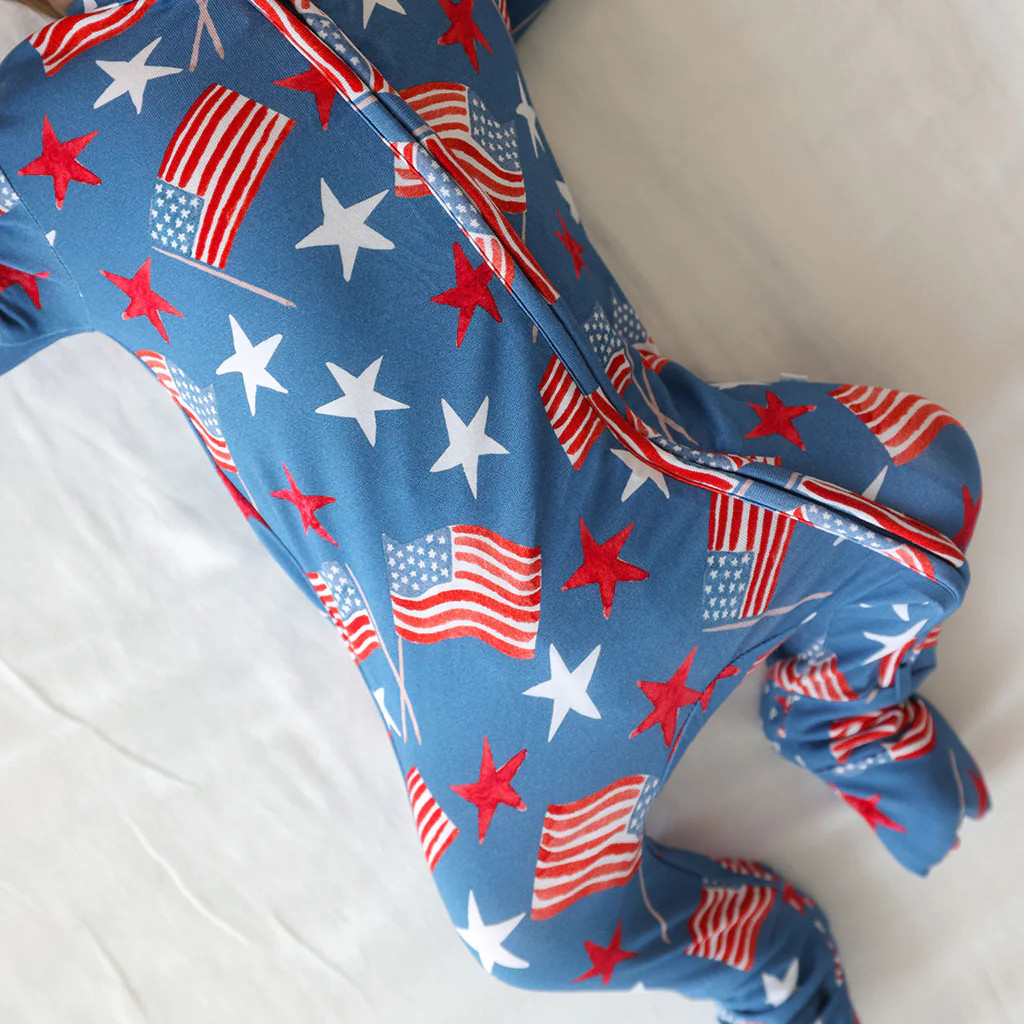 Americana Blue Long Sleeve Sam Convertible One Piece | Posh Peanut\u00ae | Posh Peanut