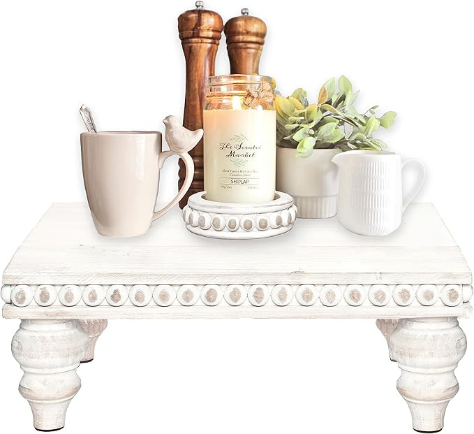 Decorative Tray Stand Display Riser - Wooden Tiered Tray Decor for Tabletop Use, Kitchen Island, ... | Amazon (US)