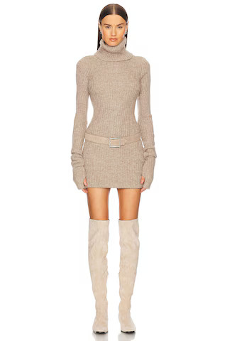 Helsa Lauren Mini Knit Dress in Beige from Revolve.com | Revolve Clothing (Global)