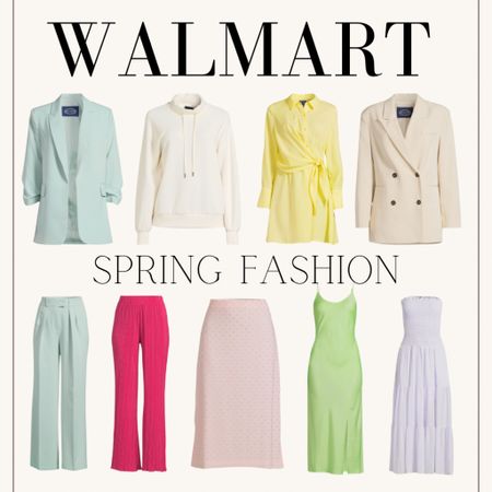 Walmart spring fashion, blazer, midi dress, midi skirt, strapless dress, purple dress, spring fashion, spring outfit, spring trends, yellow dress, pink pants, blue pants 

#LTKSeasonal #LTKMostLoved #LTKstyletip