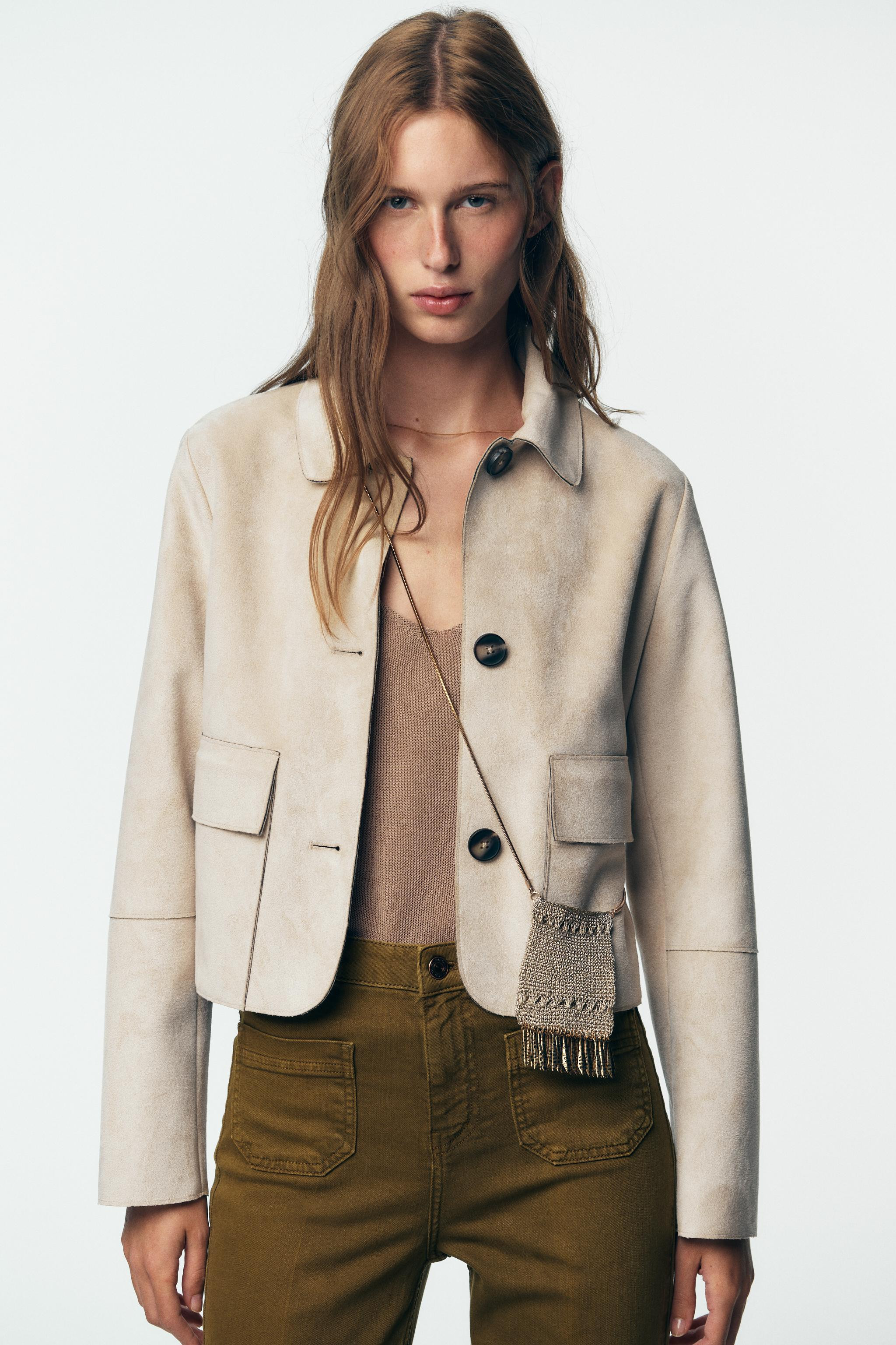 FAUX SUEDE CROPPED JACKET | Zara US