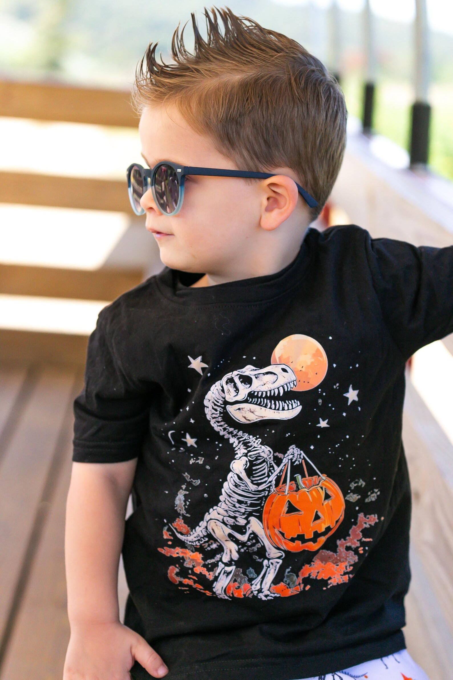 Boys Dinosaur Halloween Shirt. Dinosaur Skeleton Trick or Treat. Toddler Boy Halloween. Sweatshir... | Etsy (US)