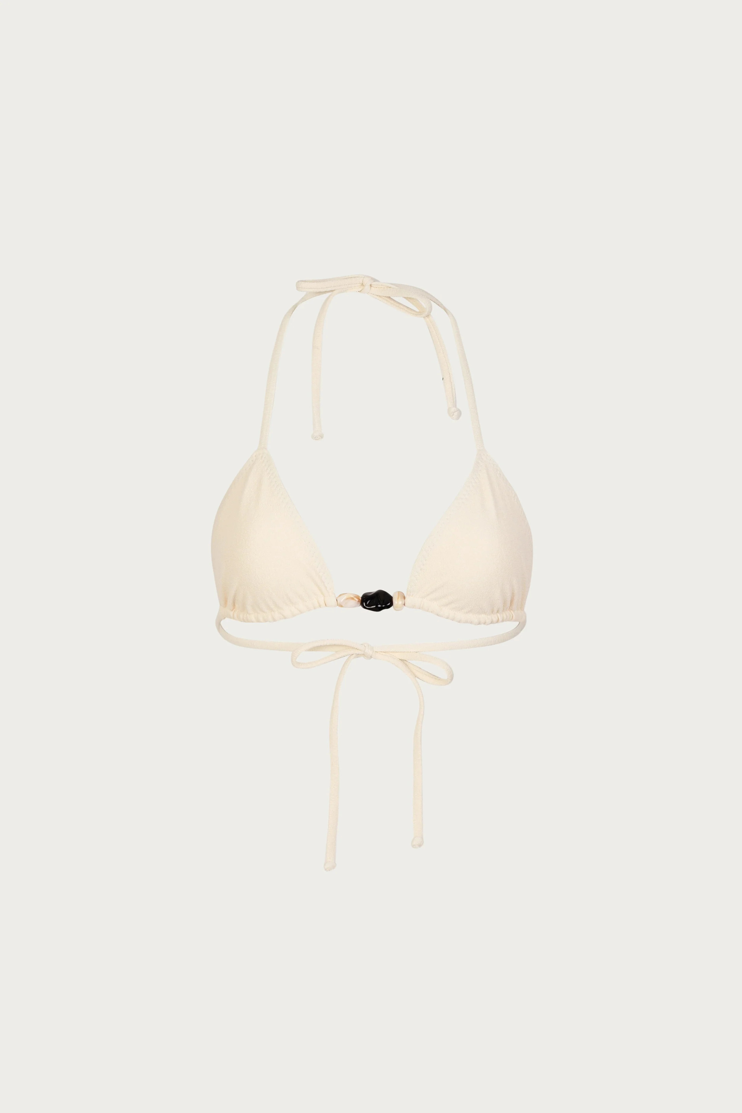 Stone Beaded Triangle Top (Faux Suede Cream) | SAME