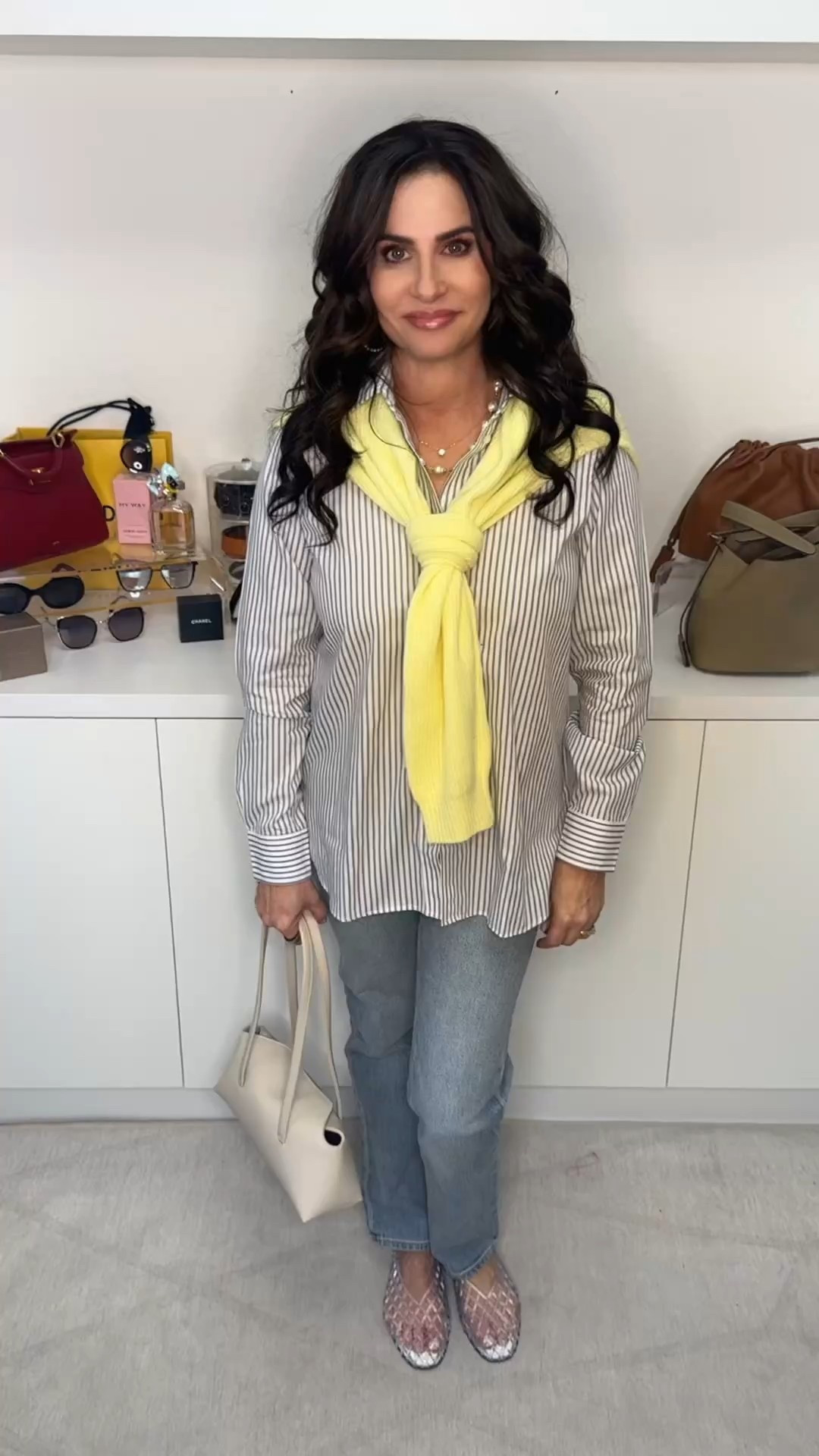 The cutest spring yellow look . Giving a spring nautical look . Sweater sm, button down top sm , jeans 25p , jellies TTS
#springoutfit #springyellowlook 

#LTKSaleAlert #LTKOver40 #LTKootd