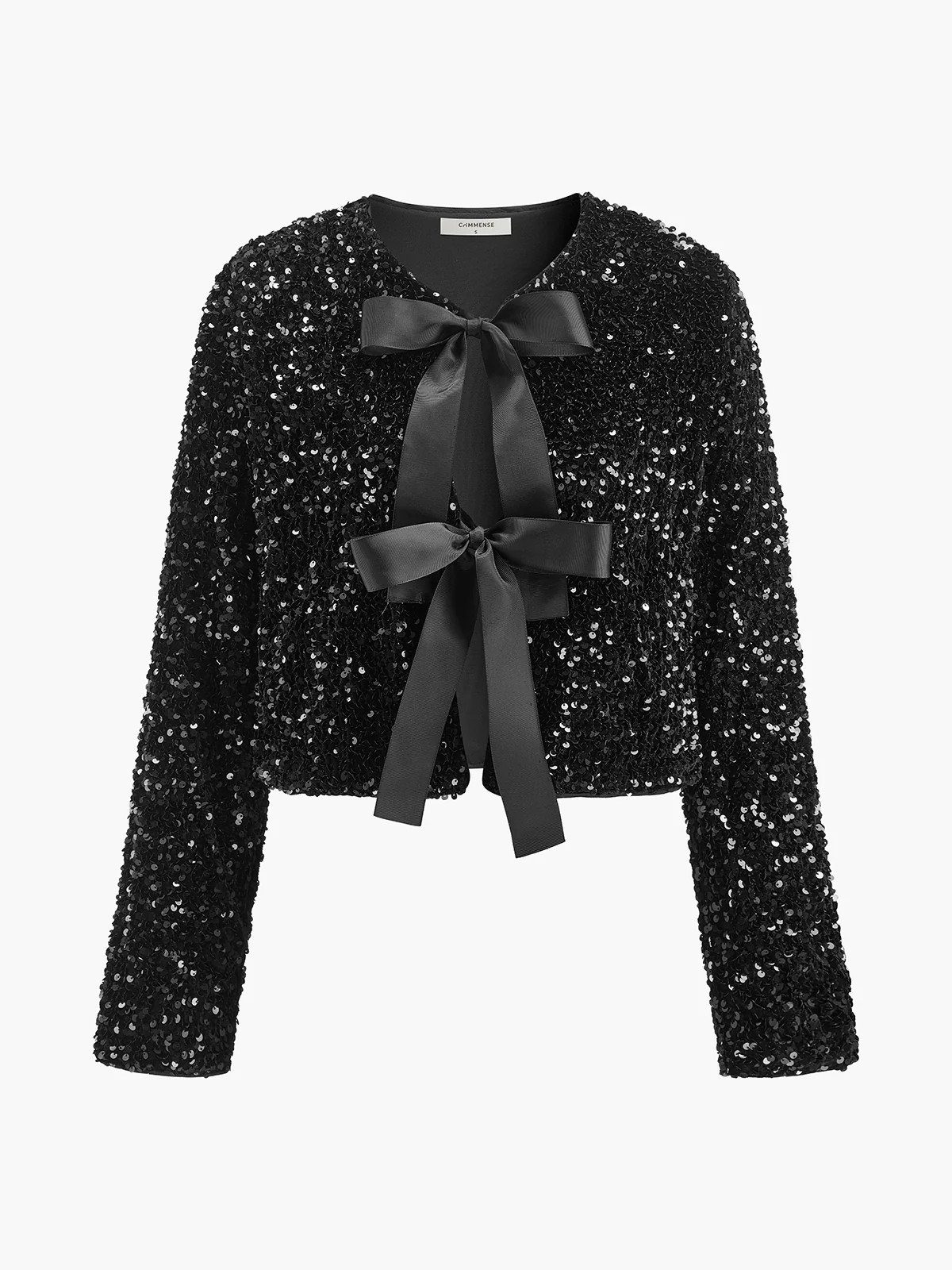 Sequins Velvet Bow Blazer | Commense
