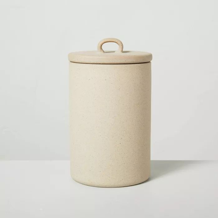 Large 7&#34; Textured Ceramic Bath Canister Natural - Hearth &#38; Hand&#8482; with Magnolia | Target