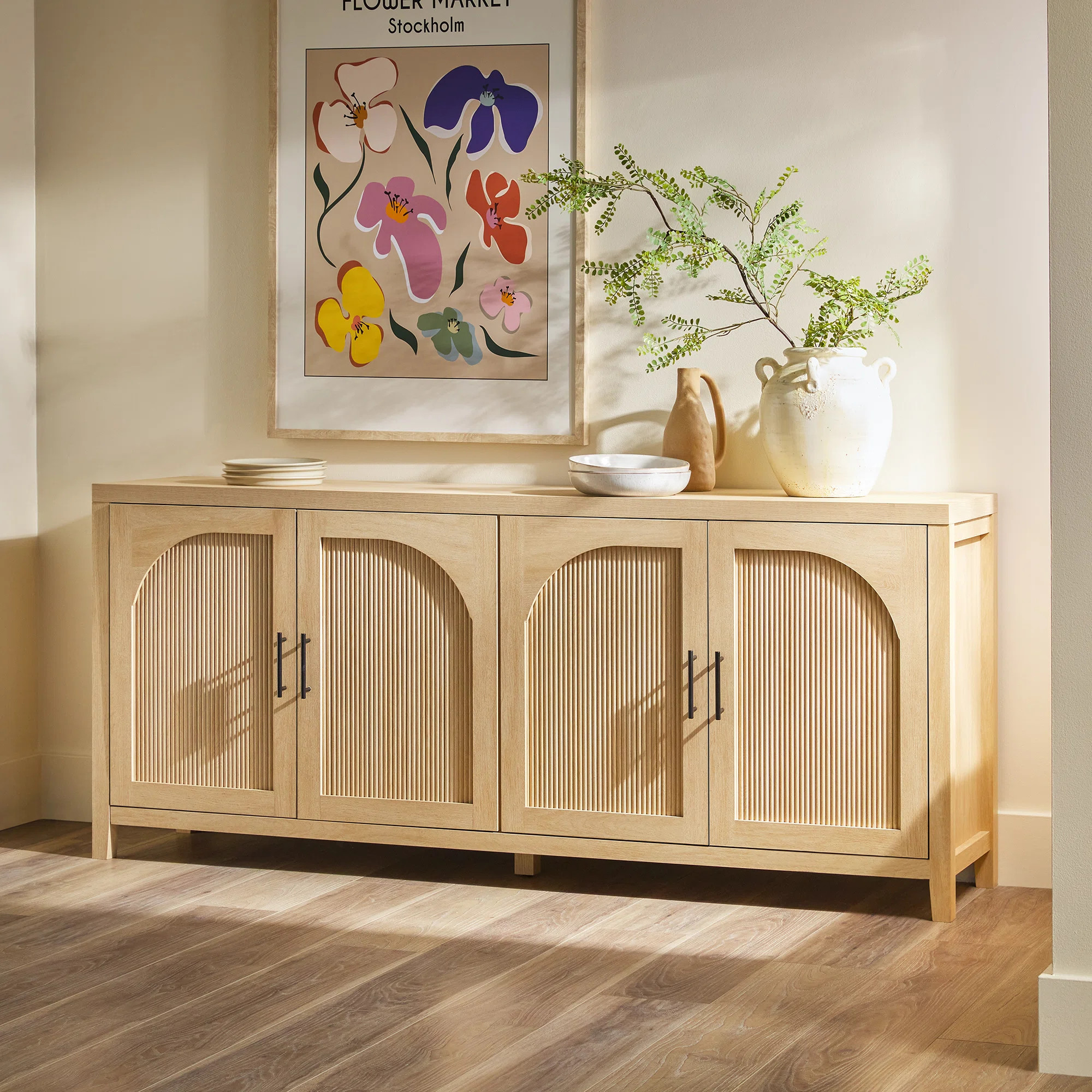 Eilisha Modern Reeded Sideboard with Arched Doors | Wayfair North America