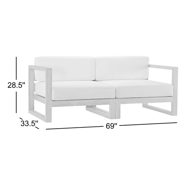 Upland Outdoor Patio Teak Wood 2-Piece Sectional Sofa Loveseat | Wayfair North America