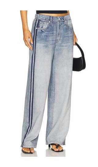 Rag & Bone Miramar Wide Leg Track Jeans in Blue. - size S | Revolve Clothing (Global)