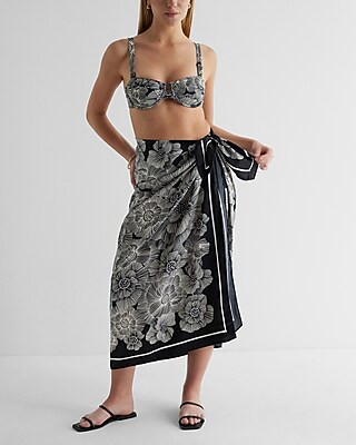 Black & White Floral Print Sarong | Express