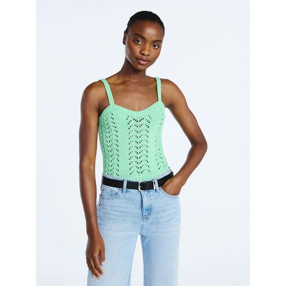 Scoop Women’s and Women's Plus Crochet Sweater Tank Top with Sweetheart Neck, Sizes XS-4X | Walmart (US)