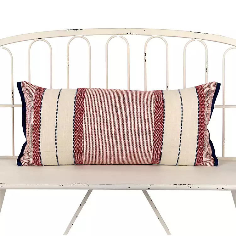 Red Woven Stripe Lumbar Pillow | Kirklands